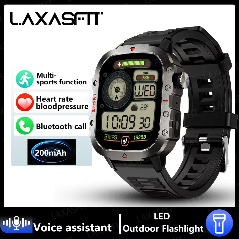 2024 New 1.71-Inch Bluetooth Voice Call Smartwatch Heart Rate Monitor LED Flashlight Outdoor Sports Fitness Smart Watch