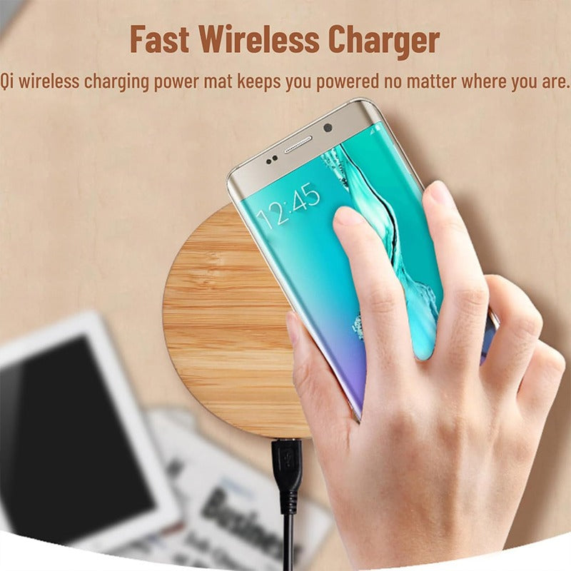 Eco-Desk Bamboo Charger: Perfect Frequency Wireless Stand