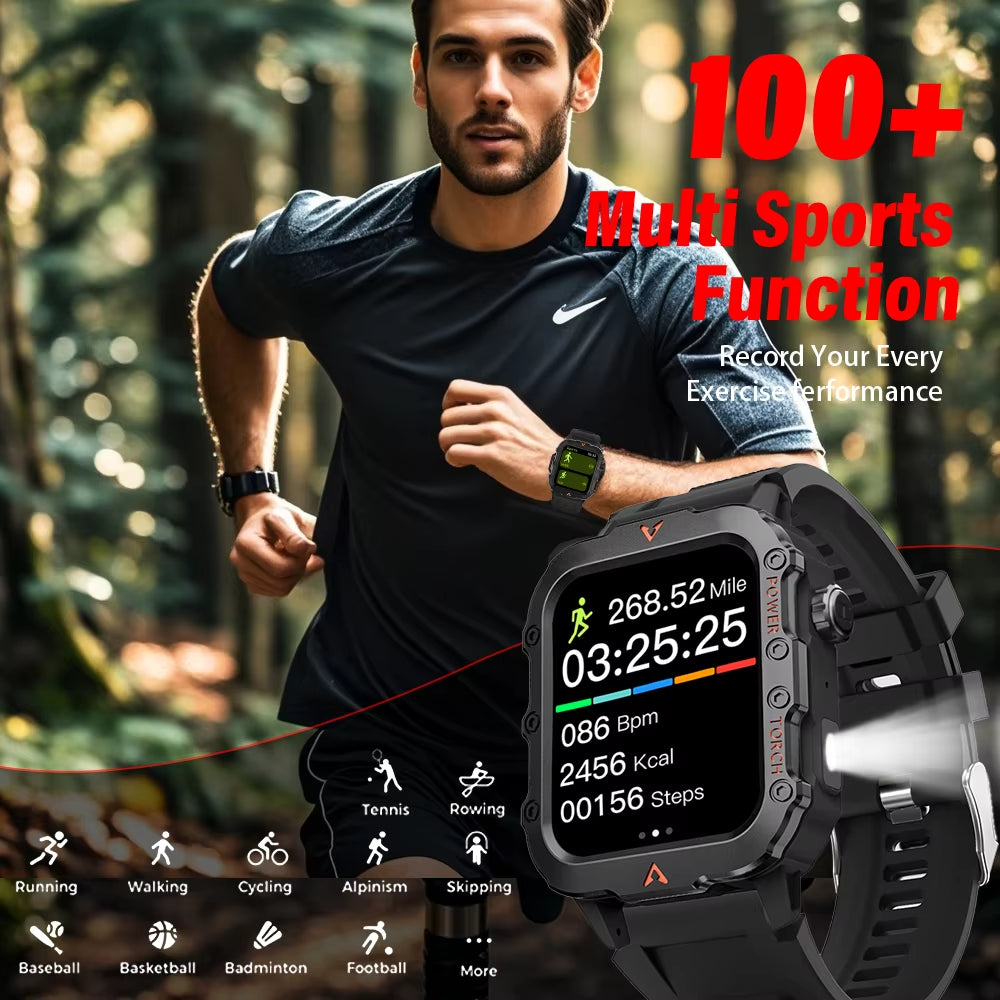 2024 New 1.71-Inch Bluetooth Voice Call Smartwatch Heart Rate Monitor LED Flashlight Outdoor Sports Fitness Smart Watch