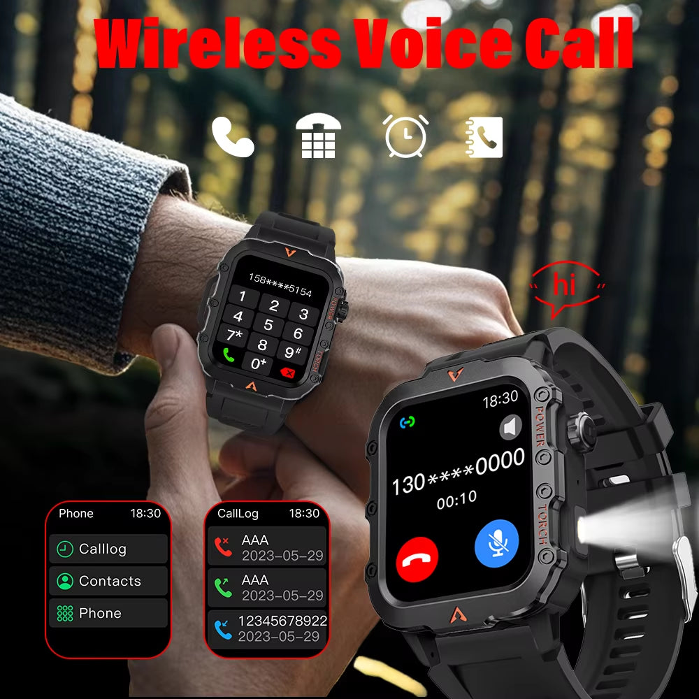 2024 New 1.71-Inch Bluetooth Voice Call Smartwatch Heart Rate Monitor LED Flashlight Outdoor Sports Fitness Smart Watch