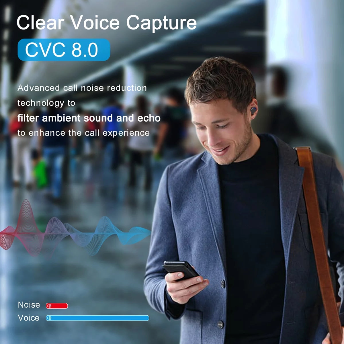 Wireless Earbuds, Bluetooth 5.0 Headphones IPX8 Waterproof, Hight-Fidelity Stereo Sound Quality, Built-In Mic LED Charging Case & 21 Hours Playtime, for Phones Laptops Running Gym