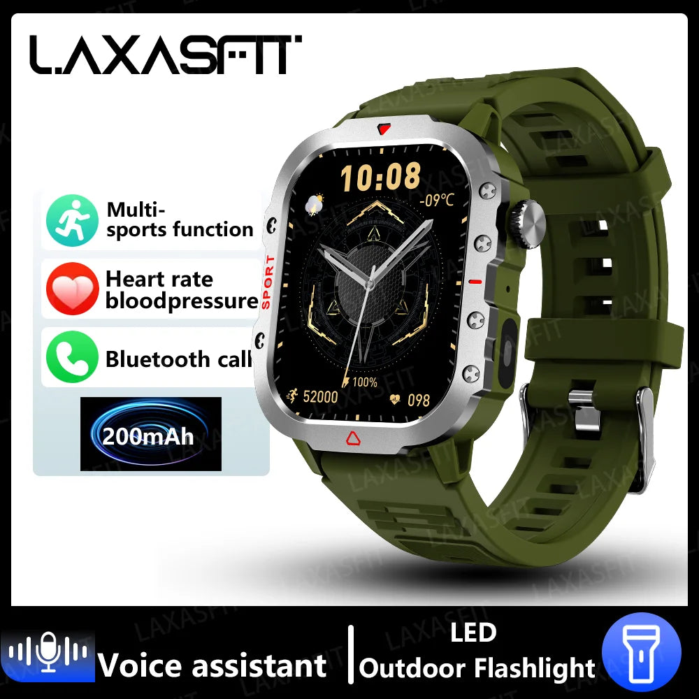 2024 New 1.71-Inch Bluetooth Voice Call Smartwatch Heart Rate Monitor LED Flashlight Outdoor Sports Fitness Smart Watch