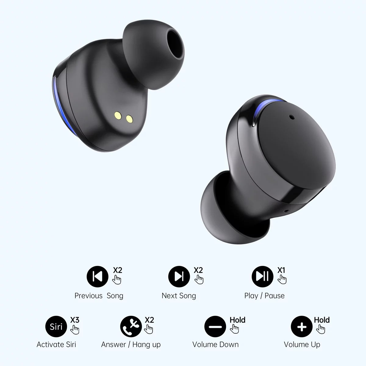 Wireless Earbuds, Bluetooth 5.0 Headphones IPX8 Waterproof, Hight-Fidelity Stereo Sound Quality, Built-In Mic LED Charging Case & 21 Hours Playtime, for Phones Laptops Running Gym